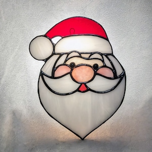 Stained Glass Suncatcher/Stained Glass Window Hangings/Christmas Decor/Santa Suncatcher for Windows/Christmas Gift/Window Art/Ornament