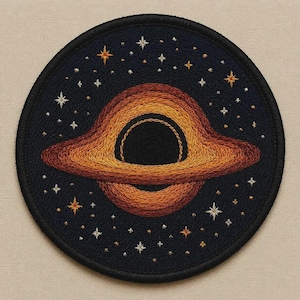 Patch bordado de buraco negro | Patch astronômico espacial galáxia termocolante design de astronomia