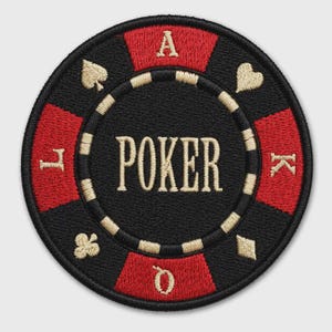 Poker Chip Embroidered Patch | Casino Card Game Iron On Applique
