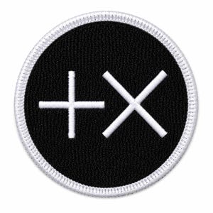 Positive Times (+×) Embroidered Patch | Minimalist Math Symbol Iron On Patch
