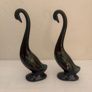 Enesco Redware Drip Glaze Swans
