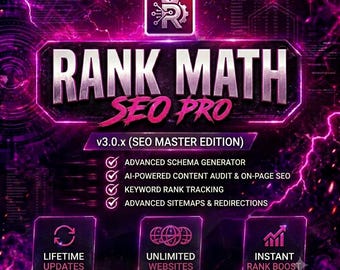Plugin Rank Math SEO PRO para WordPress | Ferramenta de Desenvolvimento de Sites (Download Digital)