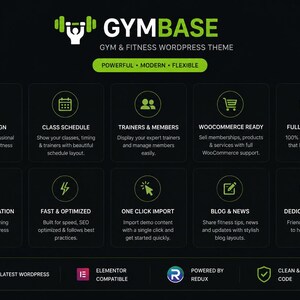 GymBase WordPress Theme for Gyms, Fitness Centers, Personal Trainers (Digital Download) image 2