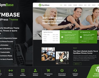 Tema WordPress GymBase para academias, centros de fitness e personal trainers (download digital)
