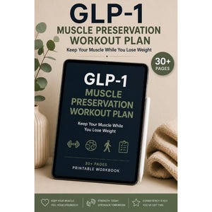GLP-1 Workout Plan, Muscle Preservation Strength Training Guide, Ozempic Wegovy Mounjaro Exercise Program, Printable PDF, Beginner Home Gym