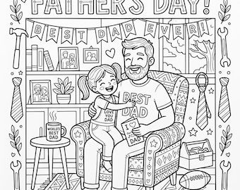 Pagina da colorare digitale per festeggiare il papà