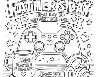 Pagina da colorare digitale per papà gamer