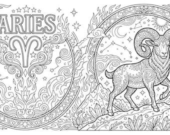Pagina da colorare digitale del segno zodiacale dell'Ariete