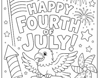Pagina da colorare digitale per il 4 luglio