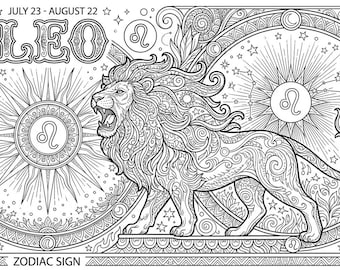 Pagina da colorare digitale del segno zodiacale Leone