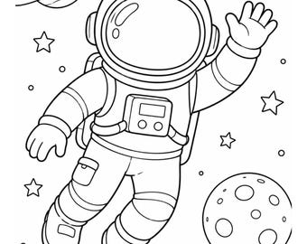 Pagina da colorare di un astronauta: digitale