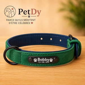 Collare regolabile personalizzabile per cane in nylon resistente con targhetta incisa - Vari colori