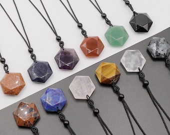 Pendentif hexagramme en pierre naturelle, cristal, étoile, collier, breloque, améthyste, quartz, œil de tigre, création de bijoux DIY, pendentif, cadeau