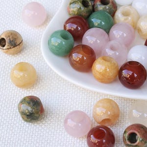 Naturliga stora ädelstensrondelpärlor 5 x 14 mm 5 mm hål kristalldistanspärlor DIY armband halsband makramé smyckestillverkning