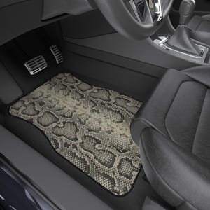 Juego de 4 alfombrillas para coche con estampado de piel de serpiente en color neutro / Alfombrillas para el suelo del automóvil