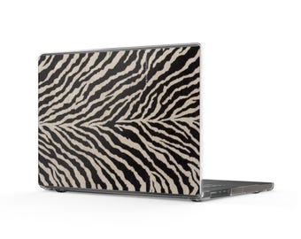 Zebra Print Clear MacBook Case | Black Beige Stripes
