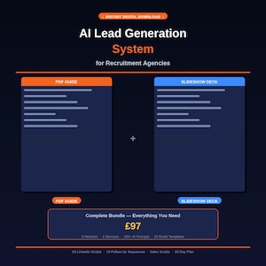 AI Lead Generation System for Recruiters | Email Templates, LinkedIn Scripts (PDF Download)
