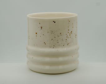 Taza de porcelana de Limoges hecha a mano, vaso con salpicaduras de oro de 24 quilates, taza de café con leche Wabi Sabi.