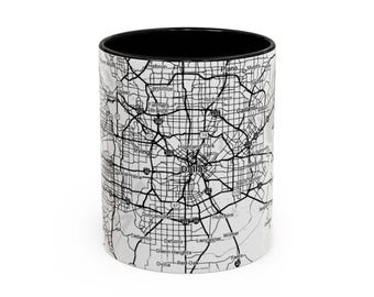 Taza de café, taza de café con mapa de Dallas, regalo único para amantes del café, taza con mapa de la ciudad, decoración para el hogar y la oficina, recuerdo de viaje, personalizada