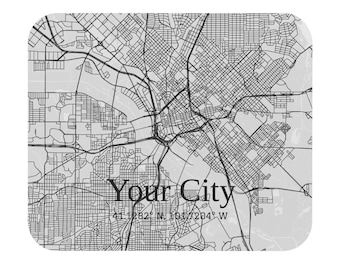 Alfombrilla de ratón personalizada con mapa de ciudad / Alfombrilla de escritorio con mapa de ciudad personalizado / Alfombrilla de ratón minimalista con mapa urbano / Regalo de oficina personalizado