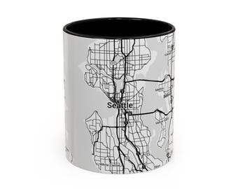Taza con mapa de Seattle - Regalo único para amantes de Seattle, recuerdo de viaje, decoración para el hogar y la oficina, regalo para amantes del café, taza de café de Seattle,