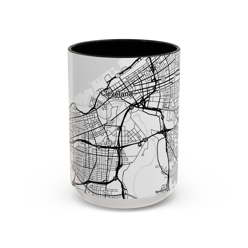 Mug, Cleveland Ariel Map Coffee Mug, Coffee Lover Home Decor, Unique Drinkware Gift, Kitchen Decor Accent, Tea Cup, Housewarming Present image 7