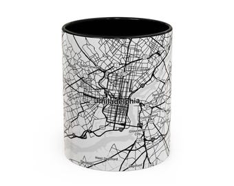 Taza de café con mapa de Filadelfia - Elegante recuerdo de viaje, regalo único para amantes de la ciudad, perfecta para el hogar, la oficina o los viajes, taza decorativa, 325 ml