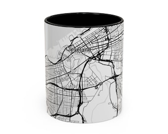 Taza, Taza de café con mapa aéreo de Cleveland, Decoración para el hogar para amantes del café, Regalo único para bebidas, Detalle decorativo para la cocina, Taza de té, Regalo de inauguración de casa