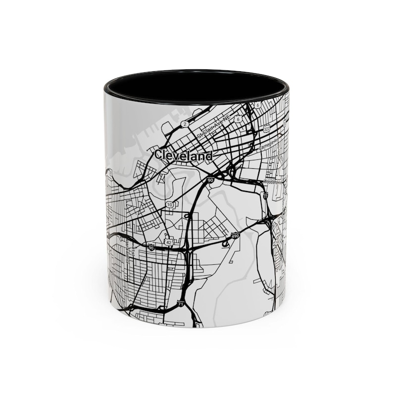 Mug, Cleveland Ariel Map Coffee Mug, Coffee Lover Home Decor, Unique Drinkware Gift, Kitchen Decor Accent, Tea Cup, Housewarming Present image 1