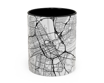 Nashville TN Stylish City Map Coffee Mug - Perfect Gift for Travelers, Urban Enthusiasts, Coffee Lovers, Home Decor, Personal Use. Unique