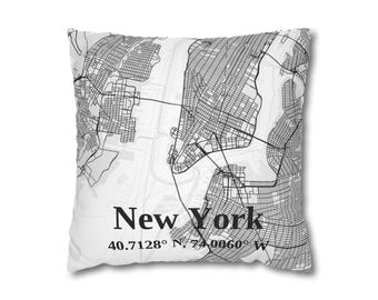 Funda de almohada con mapa de la ciudad de Nueva York, decoración urbana, accesorio para el hogar, regalo para viajeros, cojín decorativo moderno, regalo único para inauguración de casa - Spun