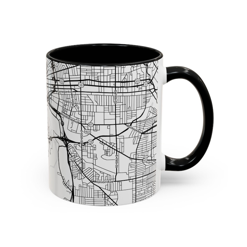 Mug, Cleveland Ariel Map Coffee Mug, Coffee Lover Home Decor, Unique Drinkware Gift, Kitchen Decor Accent, Tea Cup, Housewarming Present image 2