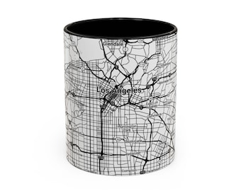 Taza de café con vista aérea de Los Ángeles, regalo para amantes del café, taza de decoración para el hogar, regalo de cumpleaños, taza única, taza personalizada, regalo de inauguración de casa, California