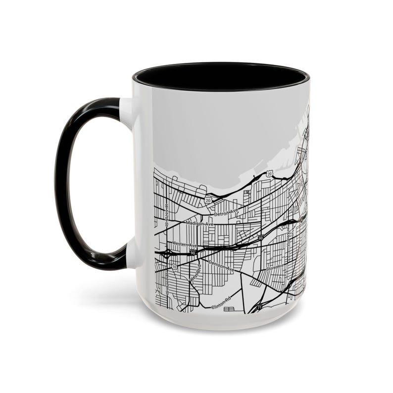 Mug, Cleveland Ariel Map Coffee Mug, Coffee Lover Home Decor, Unique Drinkware Gift, Kitchen Decor Accent, Tea Cup, Housewarming Present image 9