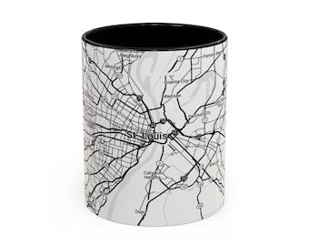 St Louis Map Coffee Mug, Custom Travel Lover Gift, Unique Home Decor, City Themed Drinkware, Geography Enthusiast, Personalized Accent Mug