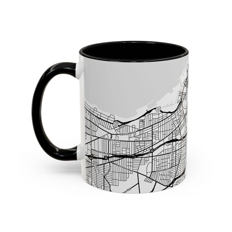 Mug, Cleveland Ariel Map Coffee Mug, Coffee Lover Home Decor, Unique Drinkware Gift, Kitchen Decor Accent, Tea Cup, Housewarming Present image 3