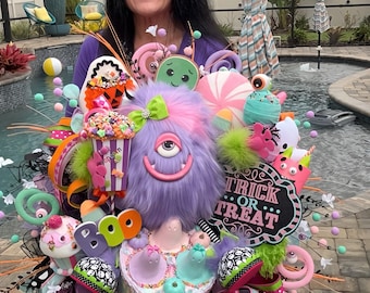 Lila the One-Eyed Monster | Pastel Halloween | Sweet & Spooky Halloween Decor | Whimsical Monster Wreath | Candy-Inspired Halloween Decor