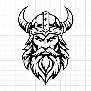 Vikingakrigare svg, vikingahuvudvektor | Vikingahjälm SVG, nordisk krigare klippfil | Cricut laserdesign, SVG PNG, direktnedladdning