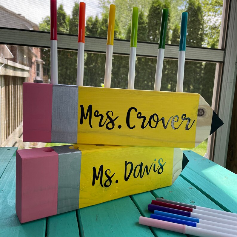 Teacher Custom Wooden Pencil Holder, Teacher Appreciation, 1st Day of ...