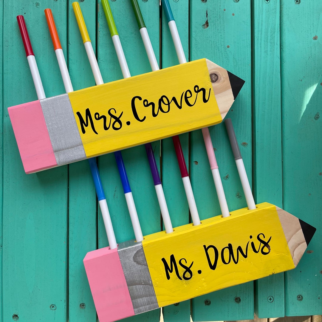 Teacher Custom Wooden Pencil Holder Teacher Appreciation 1st Etsy
