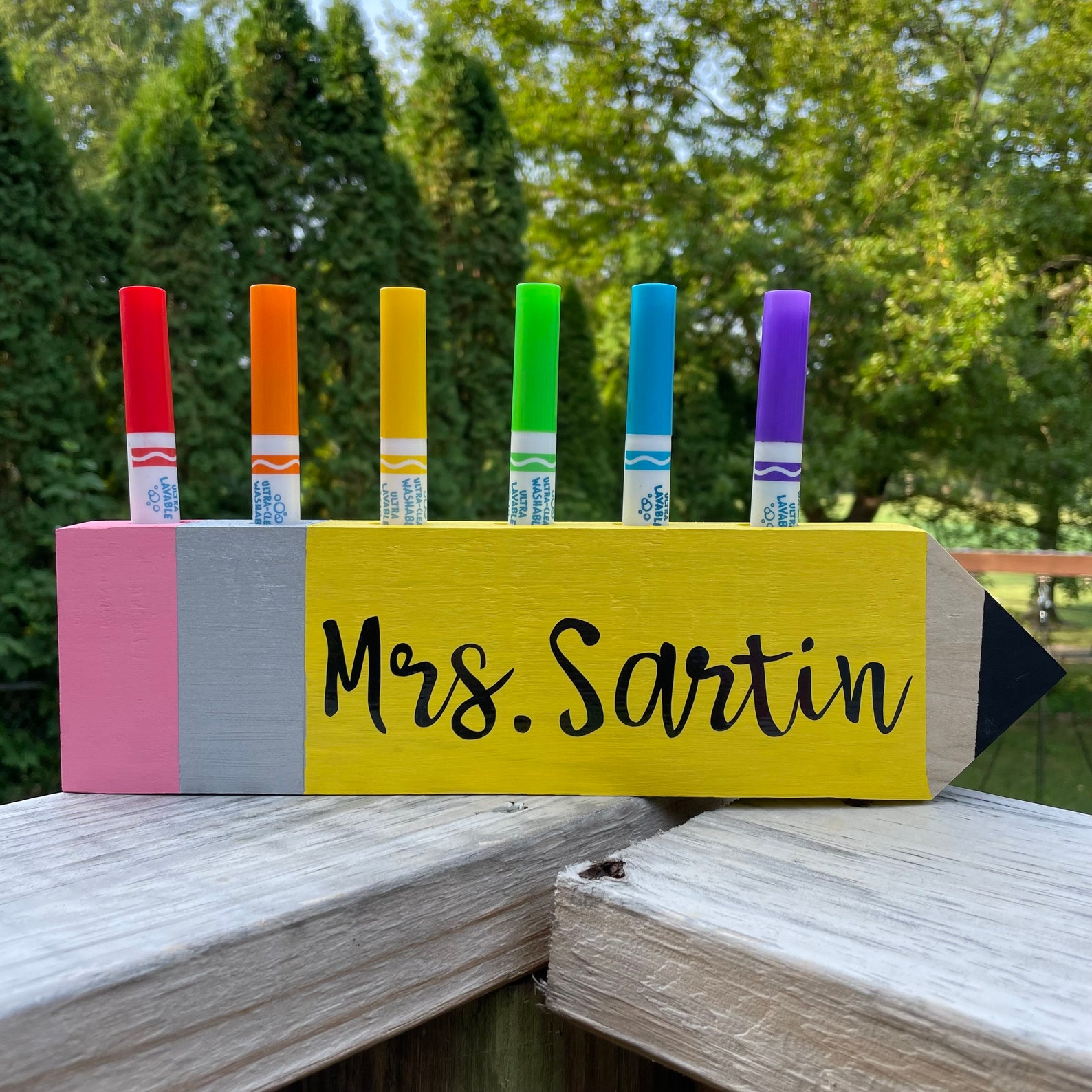 Teacher Custom Wooden Pencil Holder Teacher Appreciation 1st Etsy