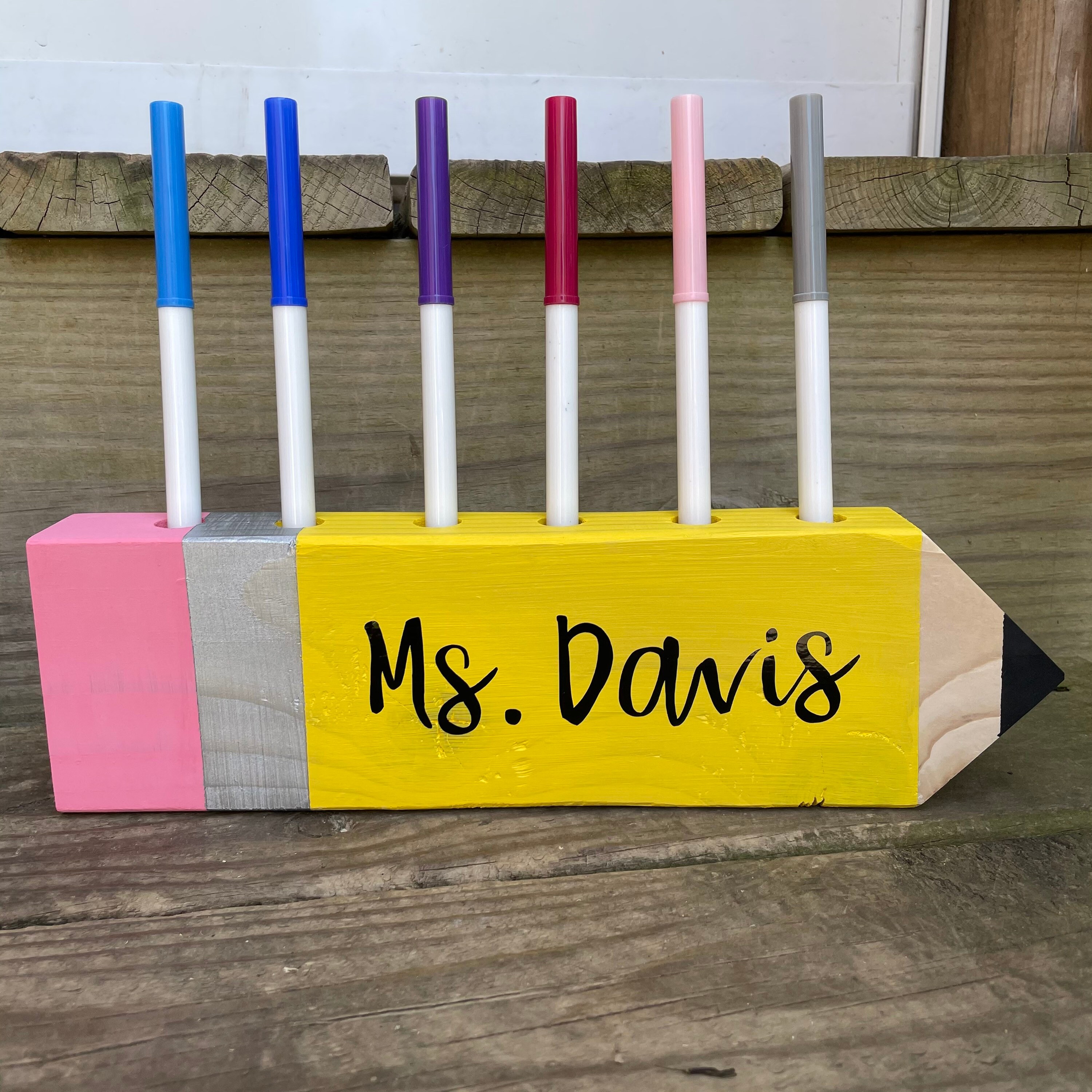 Teacher Custom Wooden Pencil Holder Teacher Appreciation 1st | Etsy