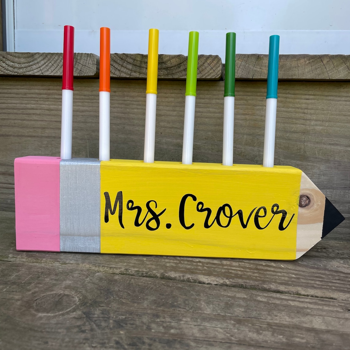 Teacher Custom Wooden Pencil Holder Teacher Appreciation 1st | Etsy