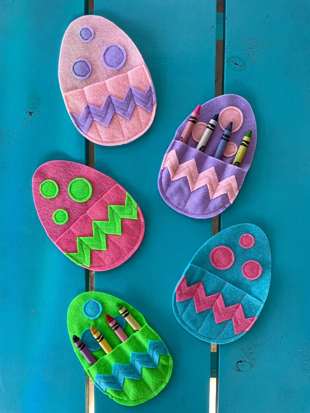 Felt Coloring Easter Egg Crayon Holder, Spring Party Favor, Kids ...