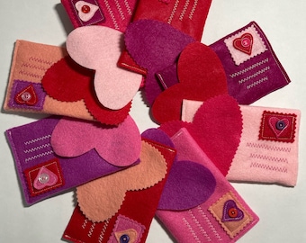 Valentine Pretend Play Heart Felt Mail Envelopes, Set of 4