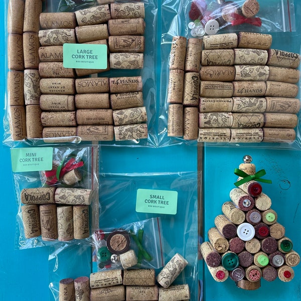 DIY kits for Christmas Tree Upcycled Wine Cork Decoration Holiday Decor or Ornaments