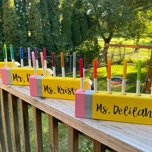 Teacher Custom Wooden Pencil Holder, Teacher Appreciation, 1st Day of ...
