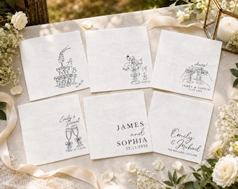 Custom Wedding Napkins, Personalized Cocktail Napkins with Text or Logo, Engagement Party & Bridal Shower Decor