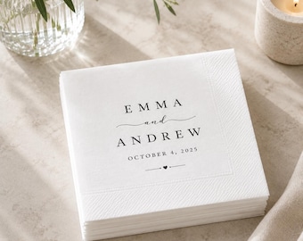 Custom Wedding Napkins with Text-Wedding Cocktail Napkins for Engagement Party Bridal Shower & Wedding Decor, Wedding Reception Napkins