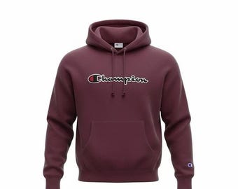 Bluza z kapturem Vintage Champion męska w kolorze średniego burgundu Rev Weave